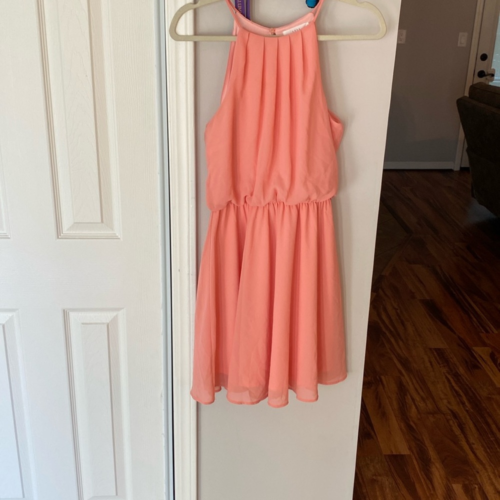 Lush Sz M cutout back peach dress